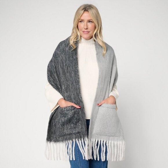 Sprigs Ombre Fringed Pocket Scarf/Wrap - Picture 8 of 8